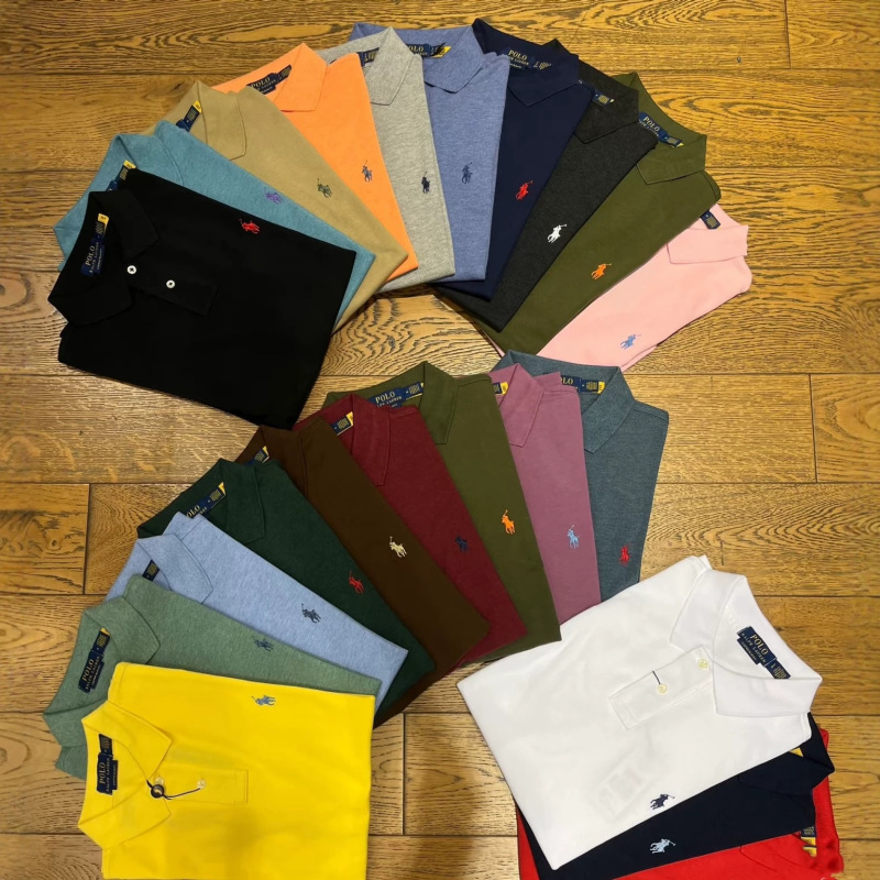 High-Quality Version with Qr Code for Ralph Lauren Logo, Pure Cotton Couple's Short-Sleeve Sun-Protective Polo Shirt, Embroidered T-Shirt Classic