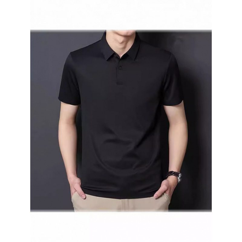 2024 verano de alta gama de hombres polo camiseta nueva delgada delgada camiseta de manga corta de negocios juvenil
