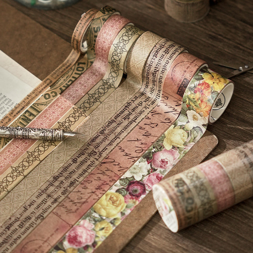Zaomo Revisit the Old Dream Series Washi Tape Retro English Letter Text Decoration Collage Handbook Tape 8 Types