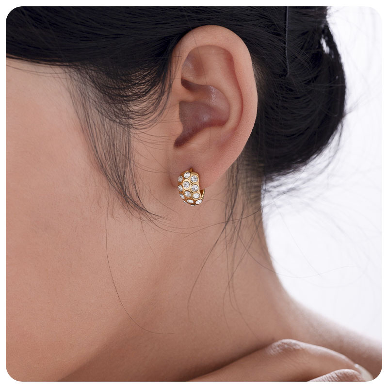 Taina Europa y los Estados Unidos 18k oro real galvanizado auriculares de acero de titanio moda inns orejetas de zircon pernos de acero inoxidable al por mayor transfronterizos