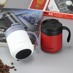 Wholesale coffee round-bottom office insulated cup stainless steel with handle creative water cup stainless steel tea cup gift printing
