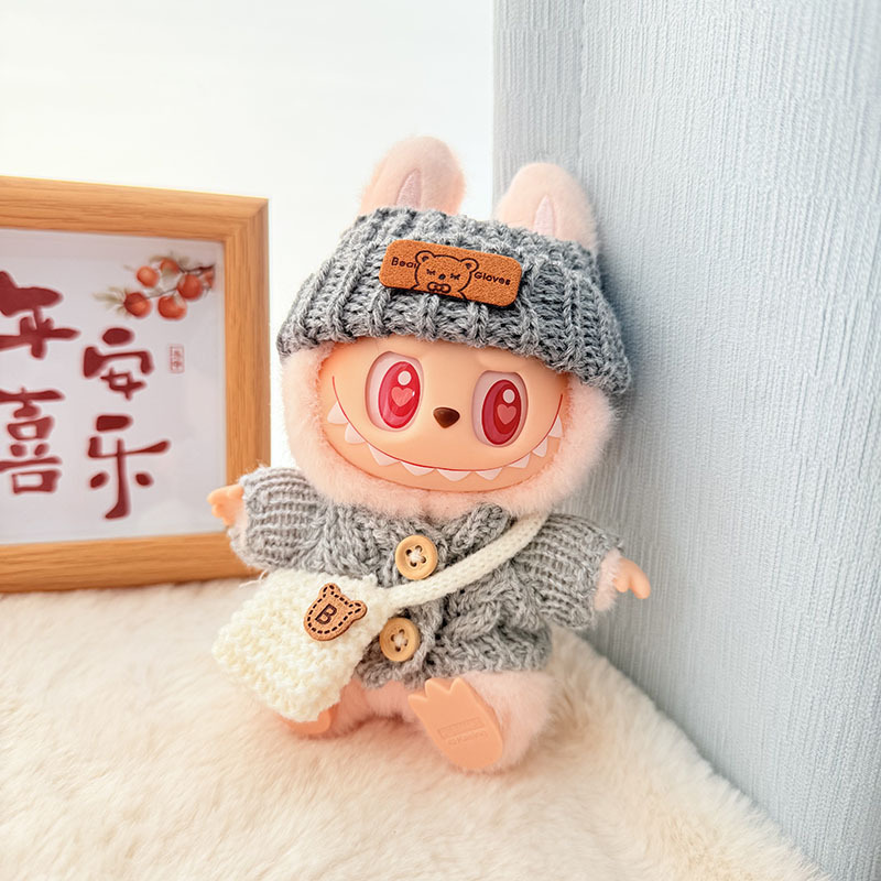 Solo ropa] Llavero de primera y segunda generación Labubu colgante de ropa Rabubu ropa de bebé suéter de punto traje de sombrero