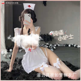 夜如梦情趣内衣女露乳大胸床上性感睡衣护士制服纯欲激情诱惑1558