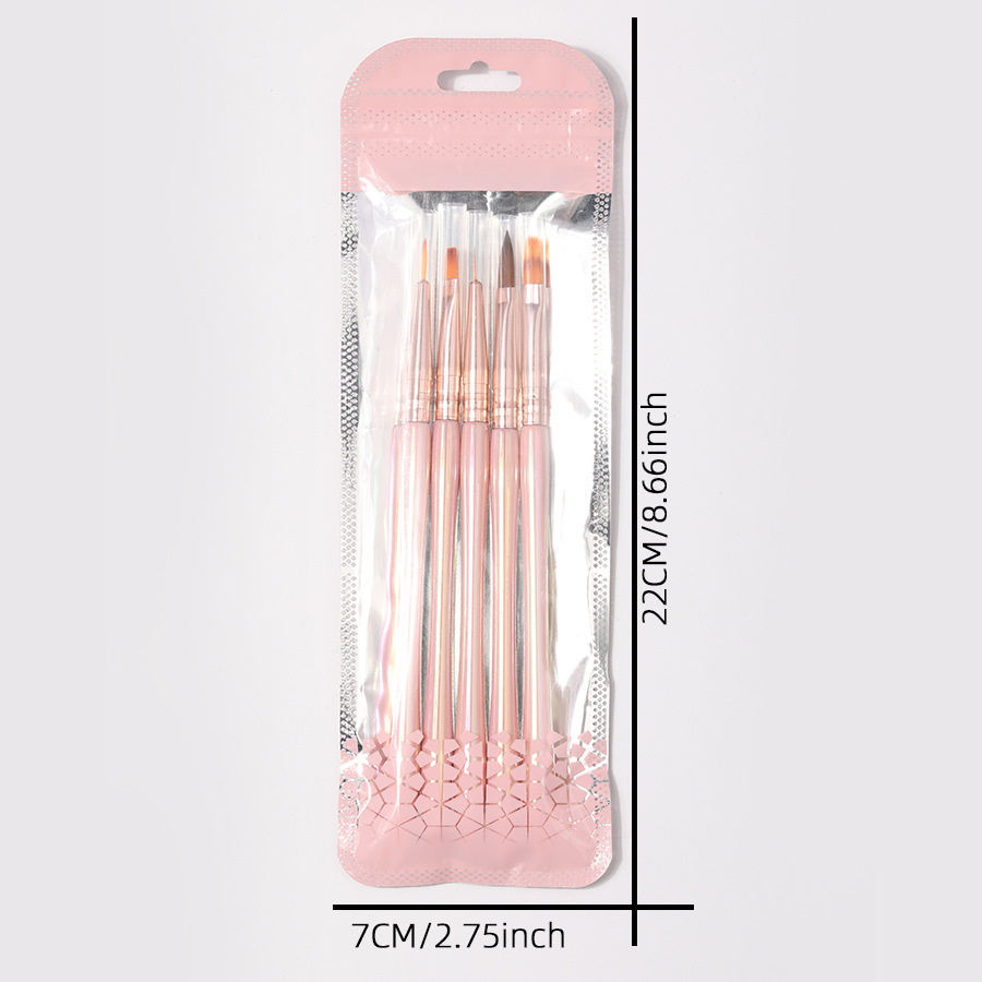 Pinceles para Decoración de Uñas Set de 5 Piezas Acrílico para Manicura