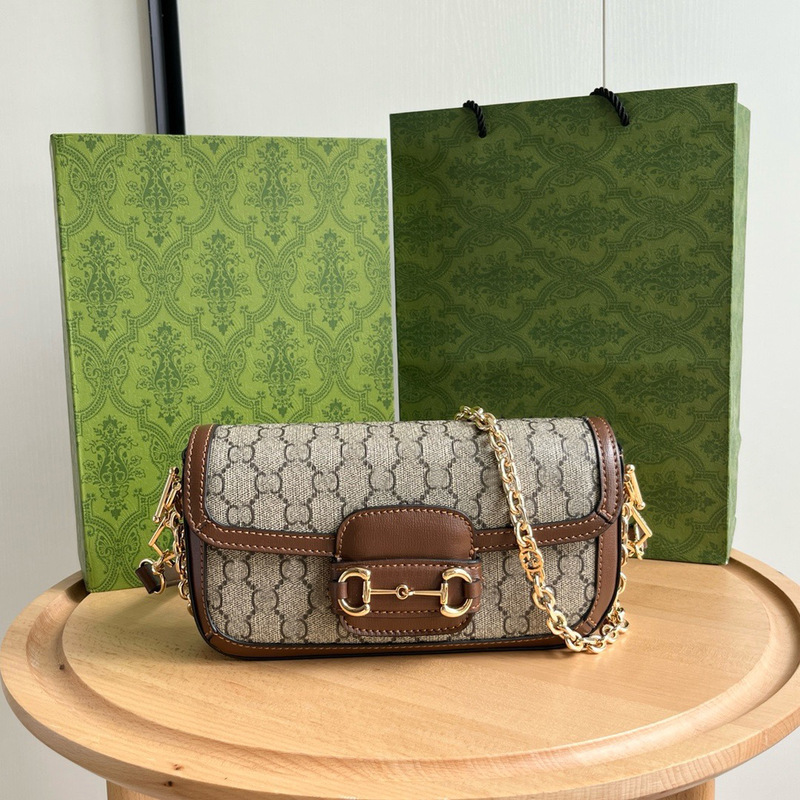 Gucci Classic Monogram 1955 Horsebit Series Flap Bag Chain Bag Shoulder Bag