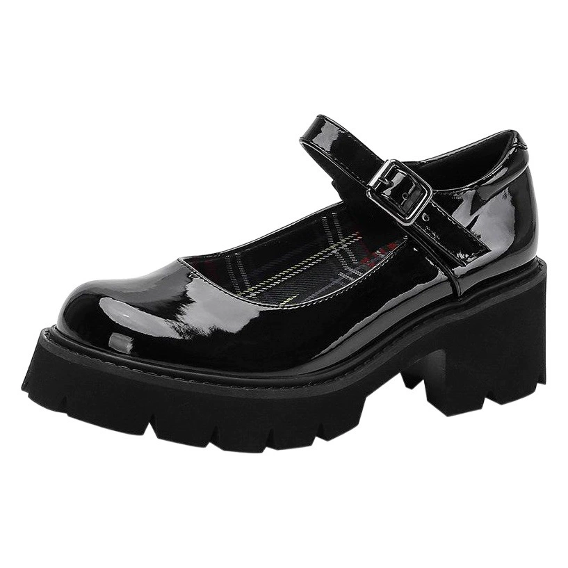 Туфли Мэри Джейн на высоком каблуке, новая обувь на толстой подошве, увеличивающая рост, женская кожаная обувь с круглым носком в британском стиле, униформа, обувь JK, лоферы