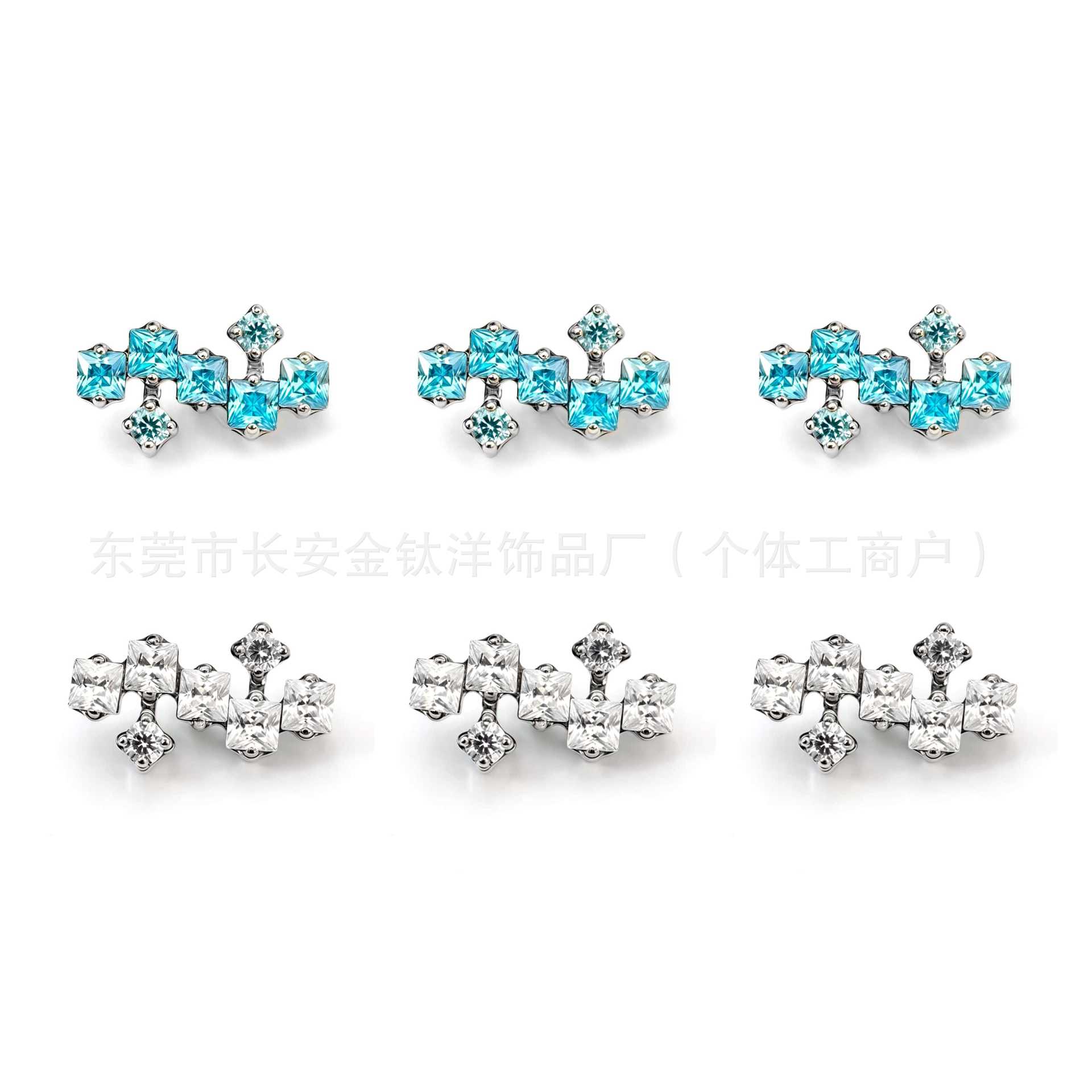 F136 Titanium Irregular Cubic Zirconia Lip Piercing Nose Stud Ear Stud Ear Bone Stud G23 Titanium Alloy Body Piercing Jewelry detail image 8