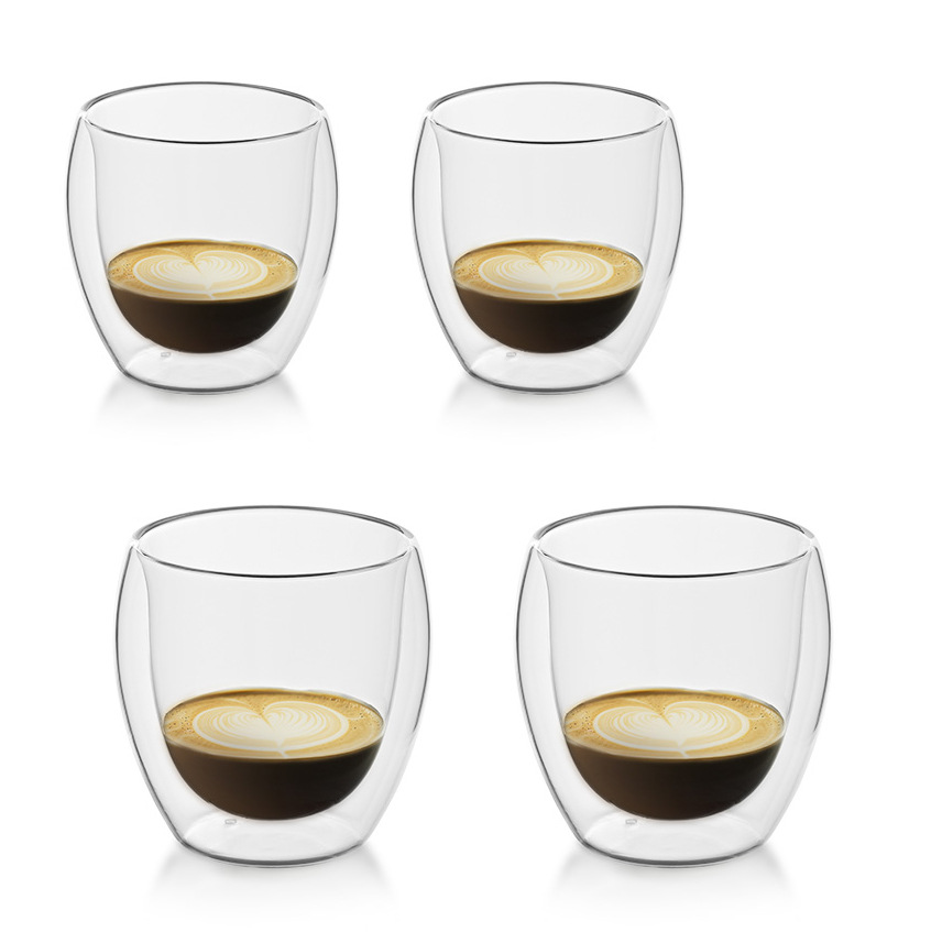 Transfronterizo 8.45oz taza de café de doble vidrio alta taza de agua de borosilicano taza de jugo de leche de desayuno aislamiento de doble capa