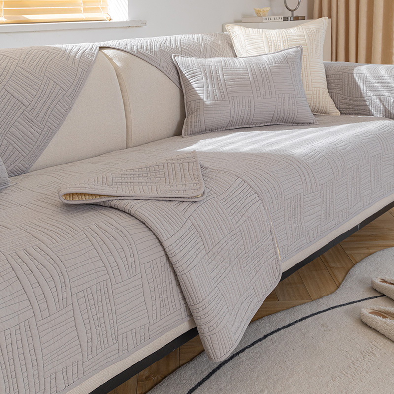 Cojín de sofá de algodón puro de comercio exterior Four Seasons tela antideslizante de algodón puro simple cojín de asiento universal moderno al por mayor 2023 Nuevo