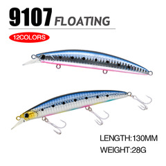 Luya bait floating minnow bait 130mm/23g fish bait hard bait artificial bait bass cocked mouth 9107