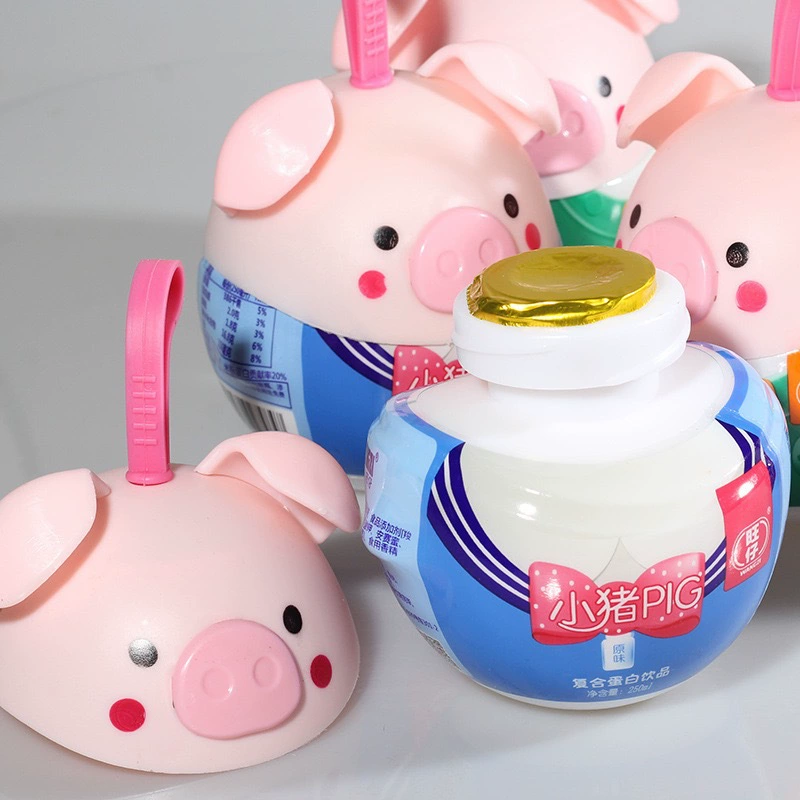 Йогуртовый напиток Wangzi Pig Pig с лактобактериями, оригинальный вкус клубника и вкус персика желтый 240 мл*20 бутылок