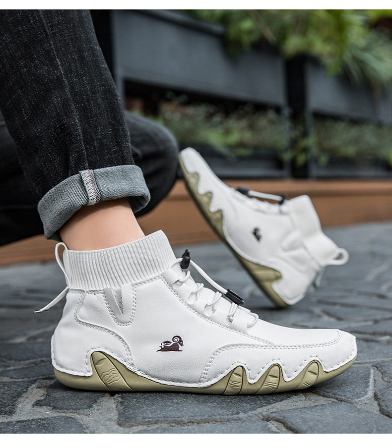 Bốt Martin cổ cao unisex dáng thể thao, đế bằng, mũi tròn — C8005 kaki, C8005 màu xám, C8005 màu đen, C8005M kaki lót nhung chi tiết 12