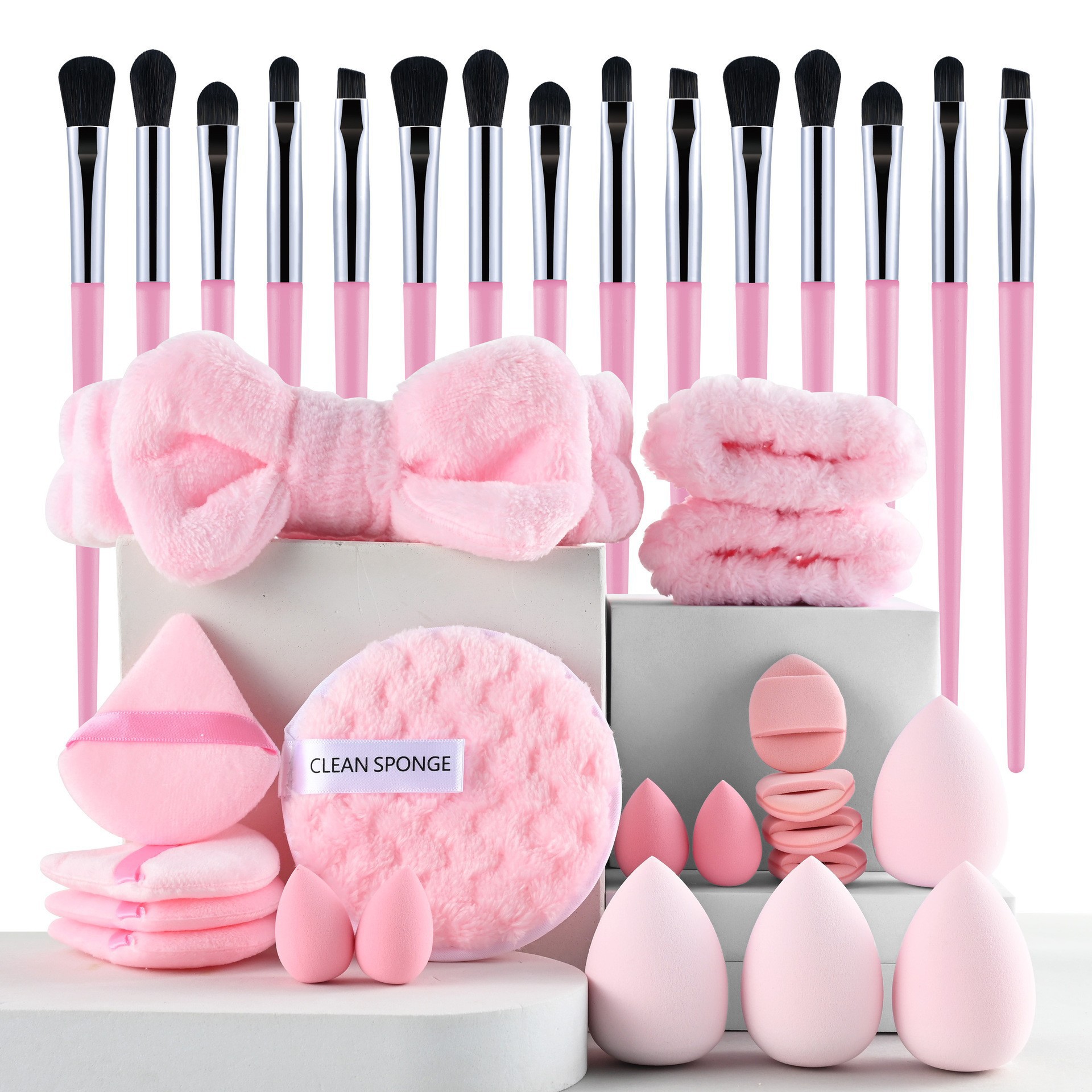 Conjunto de polvo personalizado 40pc cepillo grande combinación de lavado de cara maquillaje polvo transfronterizo conjunto completo de 46 herramientas de maquillaje de cepillo