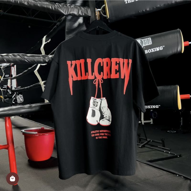 Kill Crew Round Neck Summer Breathable Casual Guitar Letter Print Short Sleeve Pure Cotton Boxer Fitness Heavyweight Kill Crew Round Neck Summer Breathable Casual Guitar Letter Print Short Sleeve Pure Cotton Boxer Fitness Heavyweight