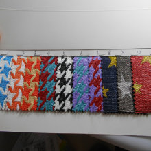 PP千鸟格编织布 仿拉菲草布料 色织提花千鸟格鞋材箱包用环保面料