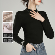 7015羽绒蚕丝半高领打底衫简约女长袖高弹套头保暖休闲女打底衫