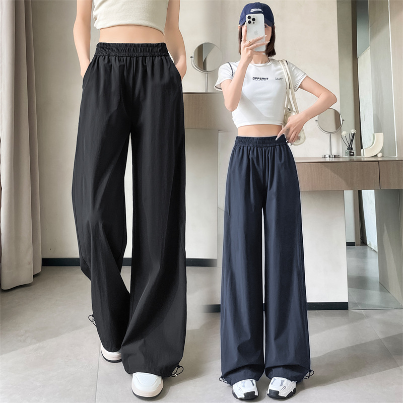 Quick-drying Wide-leg Sports Pants Women's 2025 Summer Thin Sports Mountaineering Pants Sunscreen Workwear Straight Casual Pants