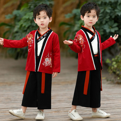 Chinese Hanfu dress for boy Long sleeve tang suit kindergarten stage performance film drama cosplay princess warrior swordsman cosplay robe