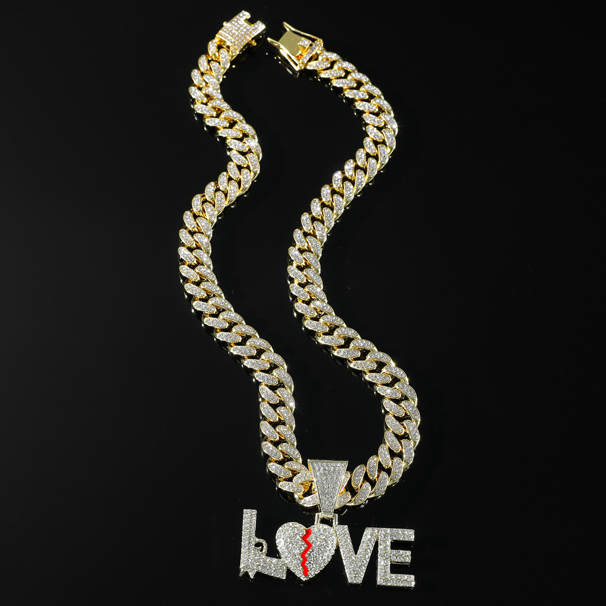 Hip Hop Amor Aleación Enchapado Embutido Diamantes De Imitación Hombres Collar Colgante Collar Colgante display picture 4