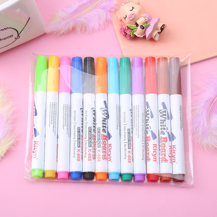 Children's Painting Water Floating Pen 8/12 Color Student Teaching Erasable Whiteboard Marker Color Water-Based Marking Pen Wholesale