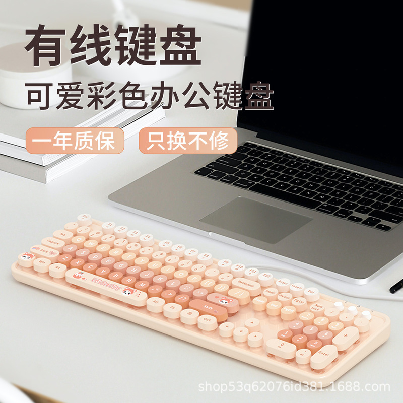 Mofii Hot-Selling Wired Keyboard with Mechanical Feel for Girls, Suitable for Desktop and Laptop Office Use, USB