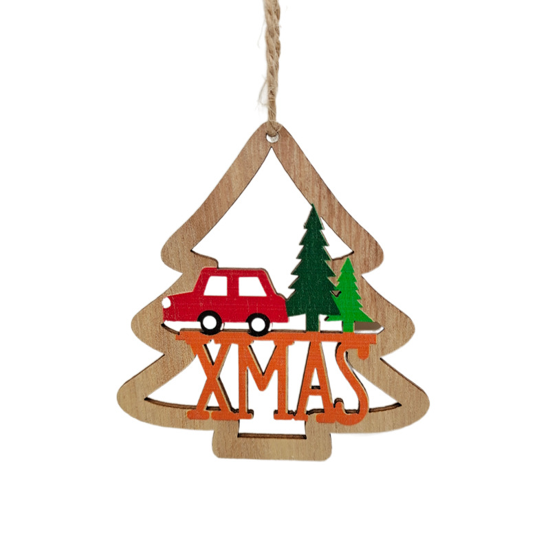 Navidad decoraciones creativas artesanías de madera adornos DIY árbol de Navidad decoración del hogar suministros escena diseño en stock