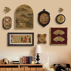 New Chinese Style National Trend Decorative Painting Vintage Living Room Sofa Background Wall Antique Hanging Painting Entrance Hall Bedroom Wall Art