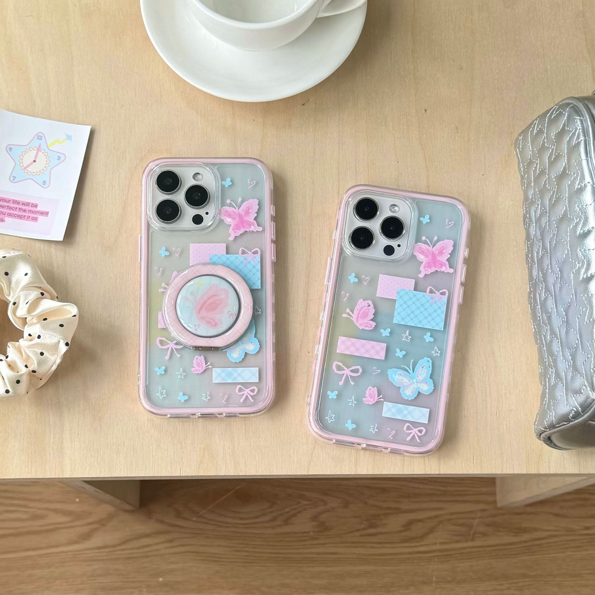 Pequeño arco rosa floreciente fresco para Apple 16ProMax funda para teléfono móvil 15Pro Girl Heart 14/13 nuevo