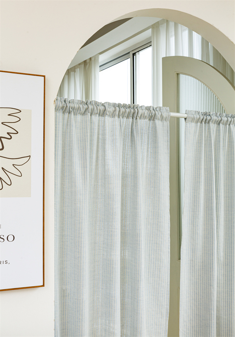 Cortina de puerta de algodón estilo coreano con borlas de fieltro_voghion.com