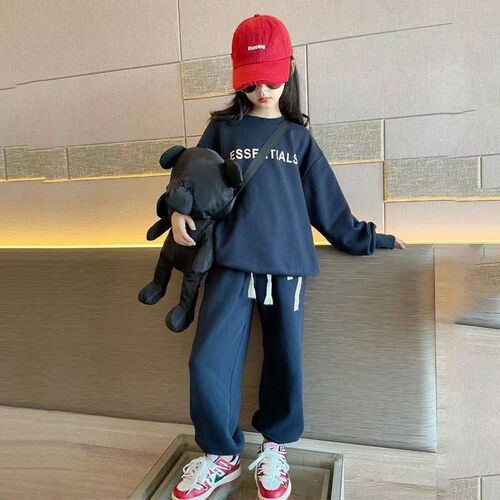 Autumn girls' suits, spring and autumn, medium and large children's long-sleeved sweatshirts, casual pants, female students' sportswear, two-piece suits