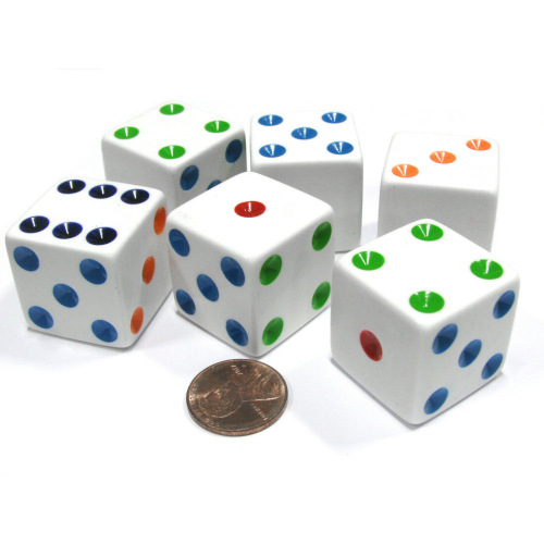 25# white square corner colored dice, dice, board games, mahjong accessories, 2.5CM