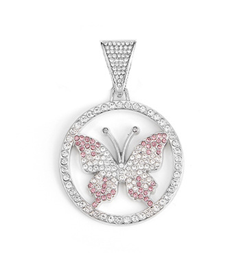 Instagram Street Hip Hop Style Personalized Colored Butterfly Pendant with 15mm Watch Buckle Cuban Necklace Jewelry_voghion.com