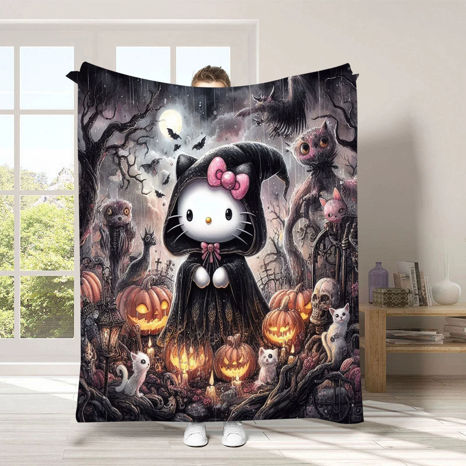 Hello kitty, детское одеяло для сна, диван для сна, хэллоуин, увеличенная толщина, (跨境贸易)