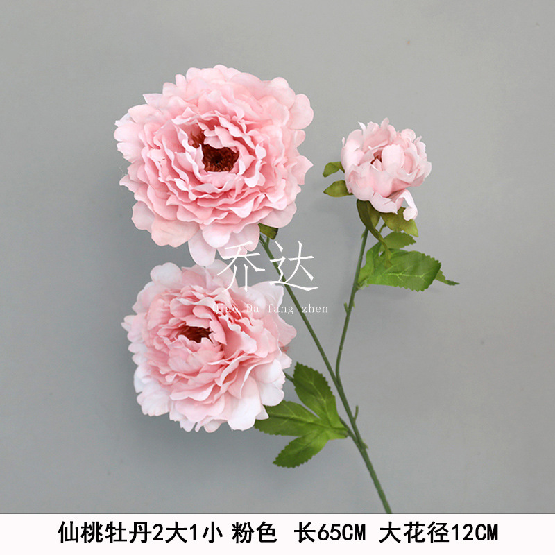 Fairy Peach Peony 2 Large 1 Small-Pink