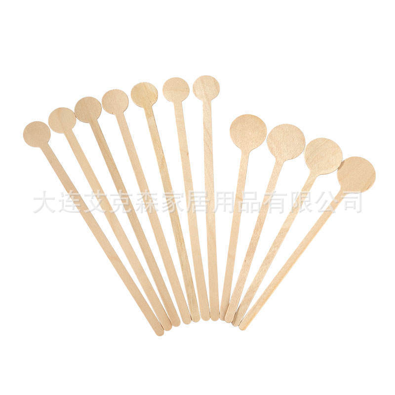 Eco-Friendly Birch Wood Espresso Stirrer, Round Head, Customizable with Printing, Simple Design, Available in Stock