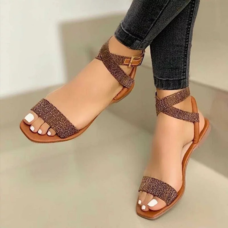 Summer Mouth Fish 2021 New Women's 40-43 Large Size Casual Sandals Flat Shoes_voghion.com