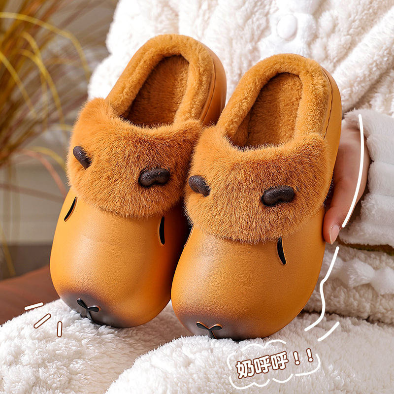 Zapatillas de algodón Capiballa para mujeres invierno 2025 nuevas parejas calentadoras impermeables a prueba de agua zapatos de algodón caseros