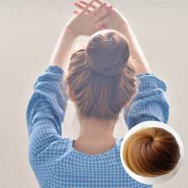 丸子头拉绳扣式直发包道姑头花苞头女士盘发汉服古风发髻长直发