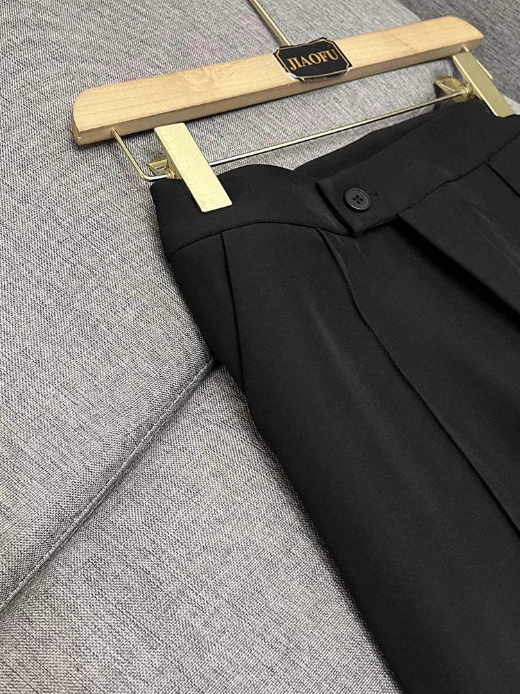 Abbigliamento da donna Abito professionale Moda Un bottone Tessuto Bottone Abito di media lunghezza Pantaloni svasati Abito alla moda Abito a due pezzi_voghion.com