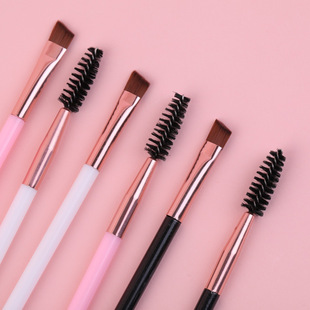 Oblique eyebrow brush double makeup brush dual-purpose spiral eyelash brush eye special brush wholesale supply single pack