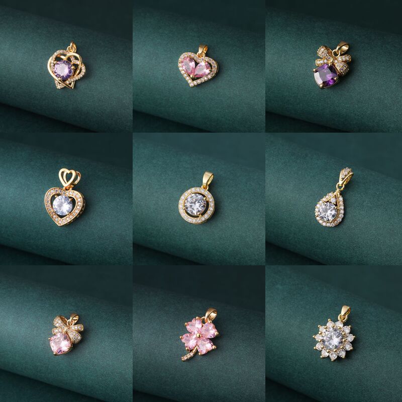 Fashion Commuter Trendy Micro-inlaid Zircon Pendant Necklace Accessories Light Luxury All-match Copper Gold Plated Pendant Single Pendant