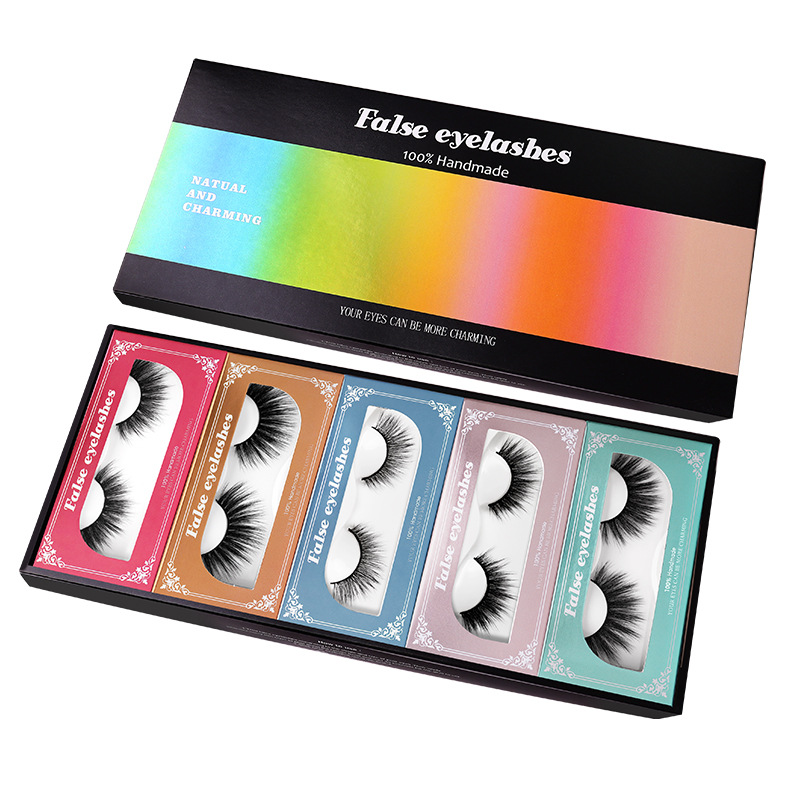 Geometric Pattern Natural Long Thick Mink Hair False Eyelashes One-pair Package Wholesale