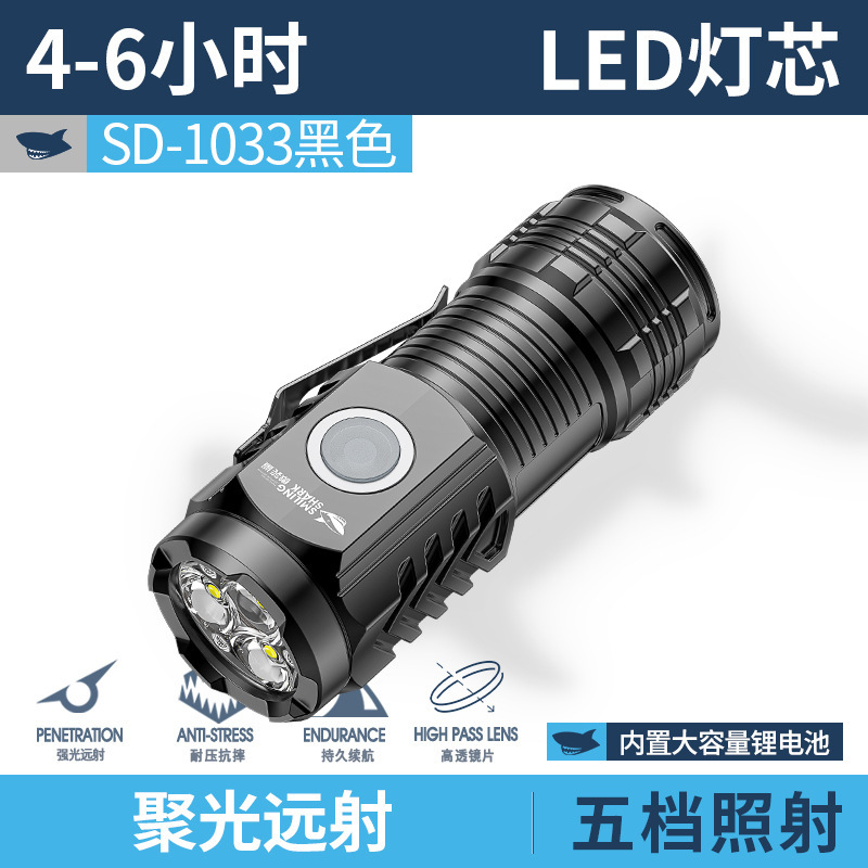跨境新款户外迷你随身小手电小型强光带侧夹手电筒家用便携照明灯|undefined