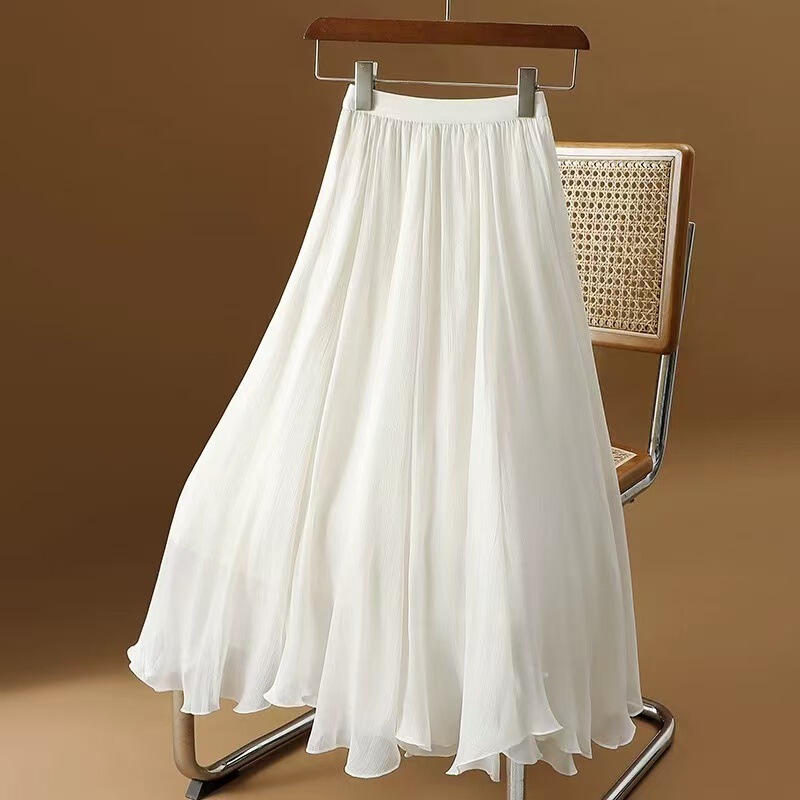 2026 New Model High-End Ethereal Flowing Gauze Skirt for Women, 2026 New Model Large Flared Eight-Panel Long Skirt