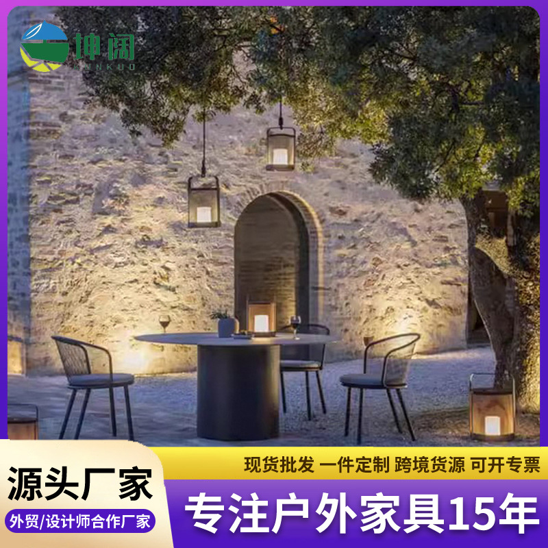 厂家供应户外不锈钢桌椅组合庭院阳台花园露台吊篮藤椅样板间家具