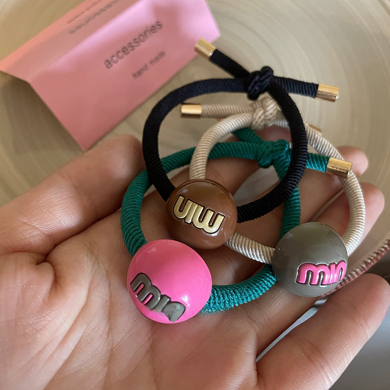 Candy color ball letter high ponytail tie hair rope elastic hair rope hair ring Internet celebrity hair accessories for women_voghion.com