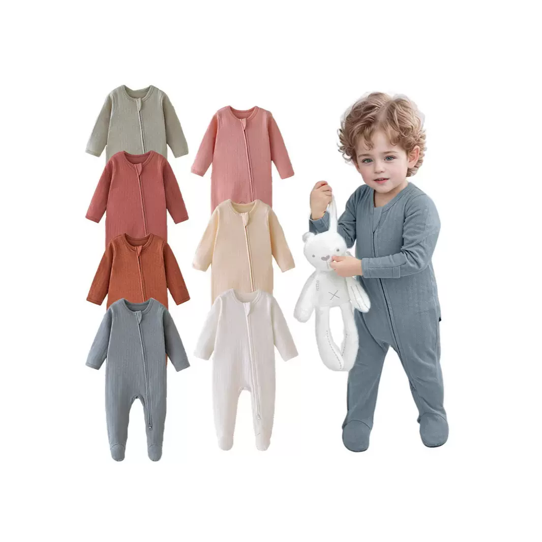 自主研发蜂巢面料婴儿连体衣秋冬宝宝爬爬服长袖拉链爬服新生儿