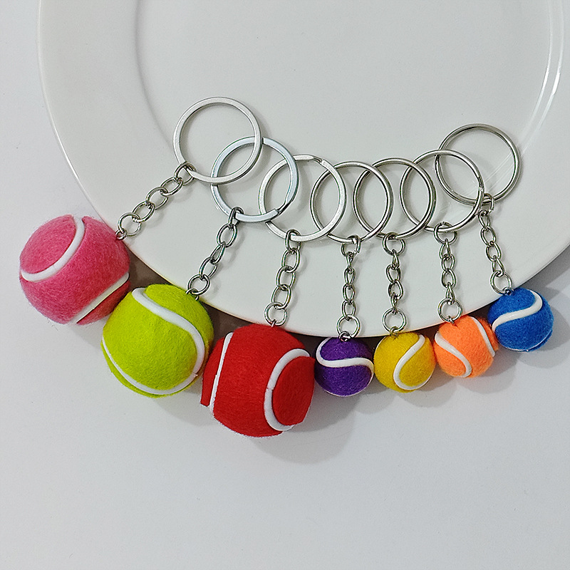 Simulated Cute Mini Tennis Ball Pendant Keychain Sports Gift Art Award Keychain