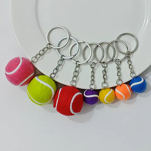 Simulated Cute Mini Tennis Ball Pendant Keychain Sports Gift Art Award Keychain