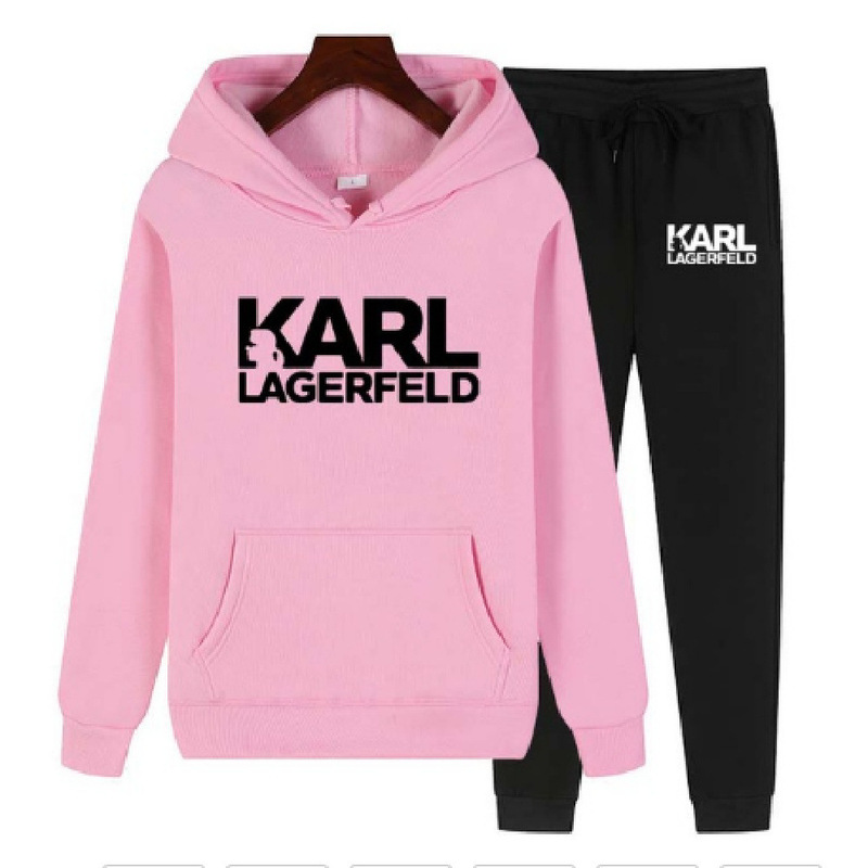 2025 New Casual, Fashionable and Comfortable Sweatshirt Suit, Karl Pattern Printed Jacket